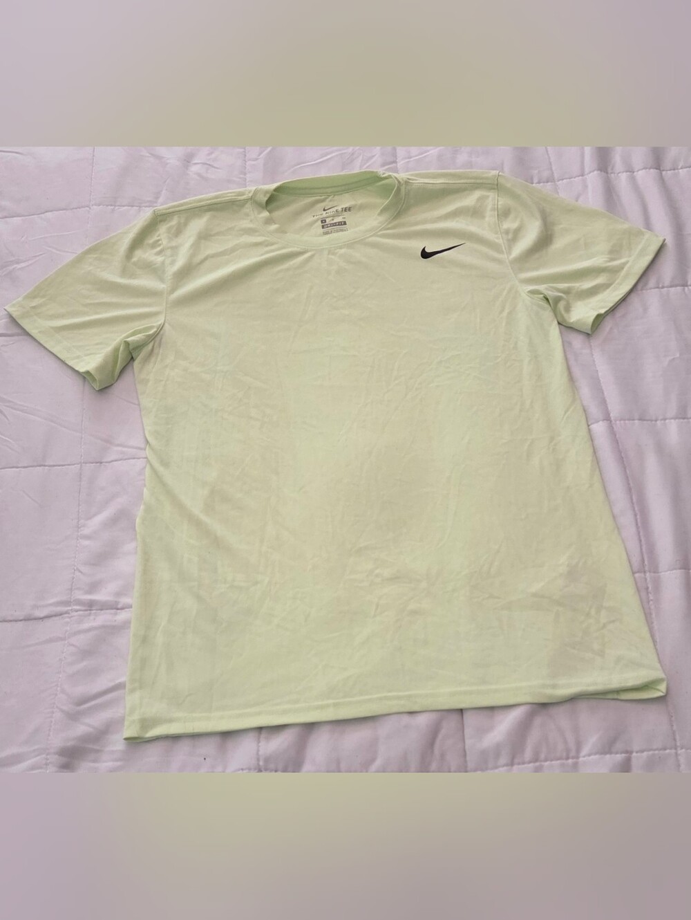 Nike Light Green Short Sleeve Dri-FIT Tee with Black Swoosh MENS SMALL